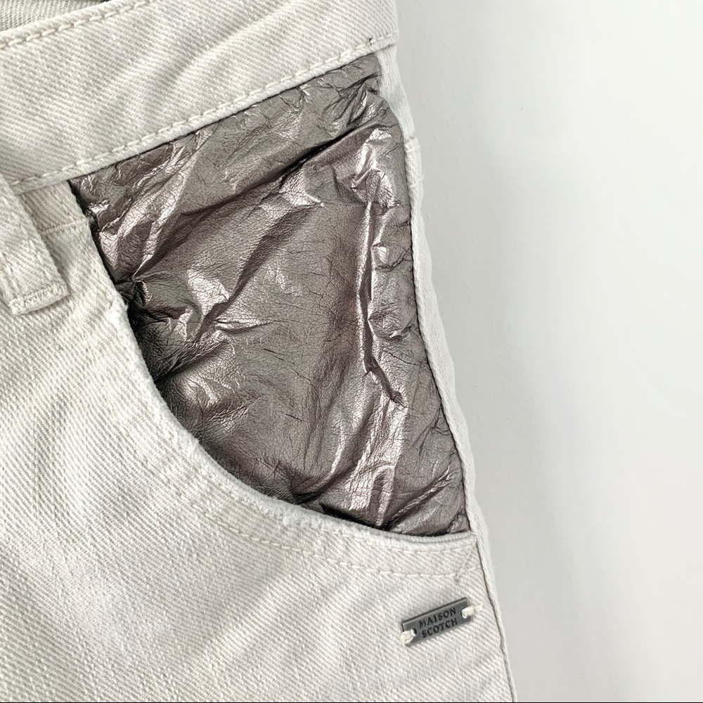 MAISON SCOTCH Mid-Rise Straight Fit Jeans Ivory / Gold